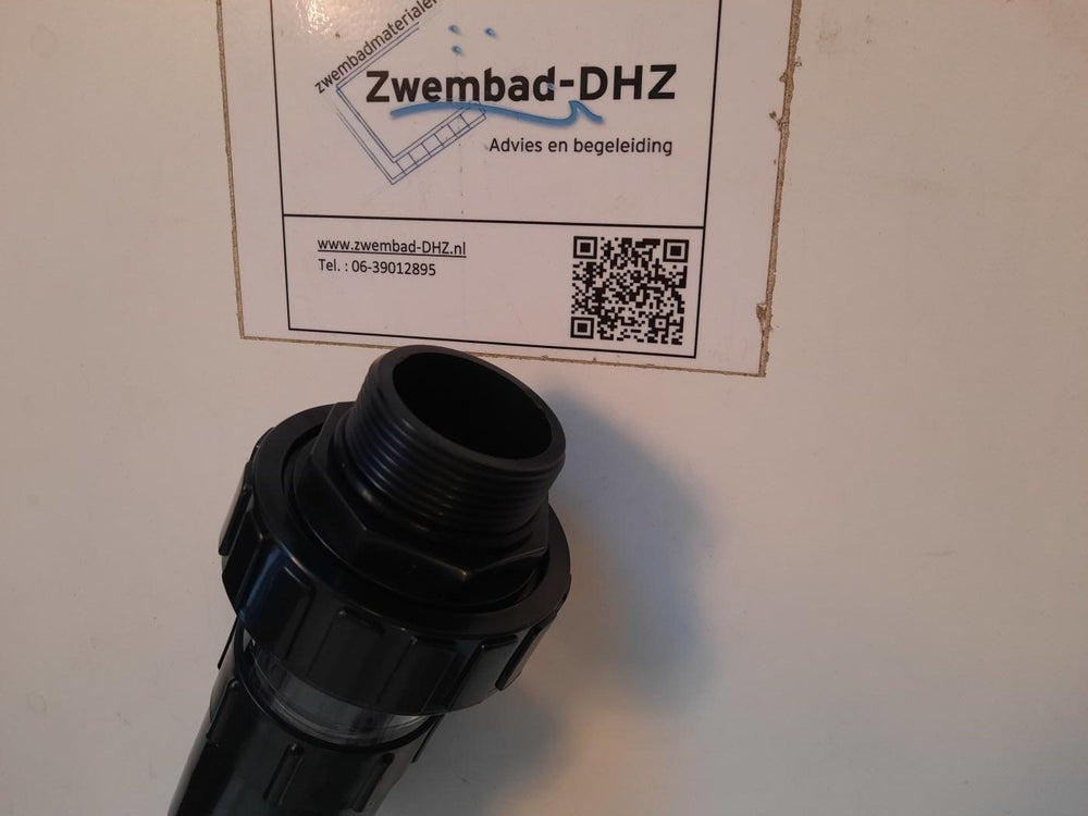 PVC koppeling lijm x 1 1/2" draad met O-ring en kijkglas - Fittingen en beugels
