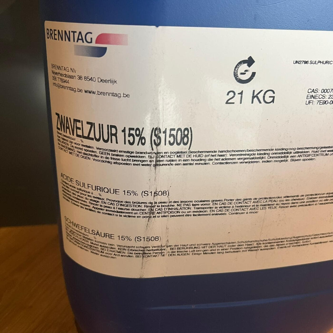Vloeibaar zwavelzuur 15% (pH minus) can van (excl. statiegeld) Brenntach - Vloeibaar
