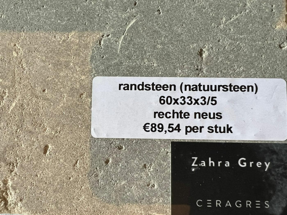 Randsteen Zahra Grey natuursteen rechte neus prijs per stuk - Randsteen