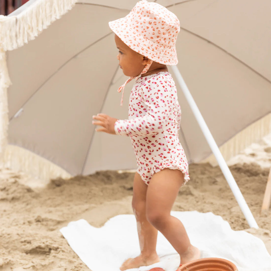Swim Essentials UV Zonnehoedje baby Old Pink Panterprint 1-2 jaar - Swim Essentials