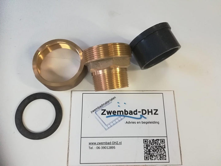 PVC messing koppeling lijm x 1 1/2" draad 10bar (voor warmtewisselaar aansluiting) - Fittingen en beugels