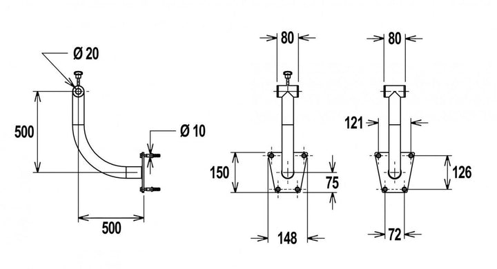 Flexinox telescopisch oprolsysteem 4,3 tot 5,7 mtr (muursteun) - Flexinox