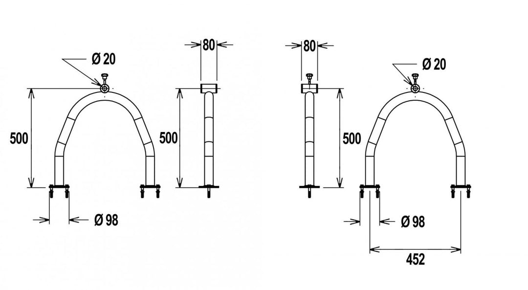 Flexinox telescopisch oprolsysteem 2,5 tot 4,5 mtr (U-support met flenzen) - Flexinox