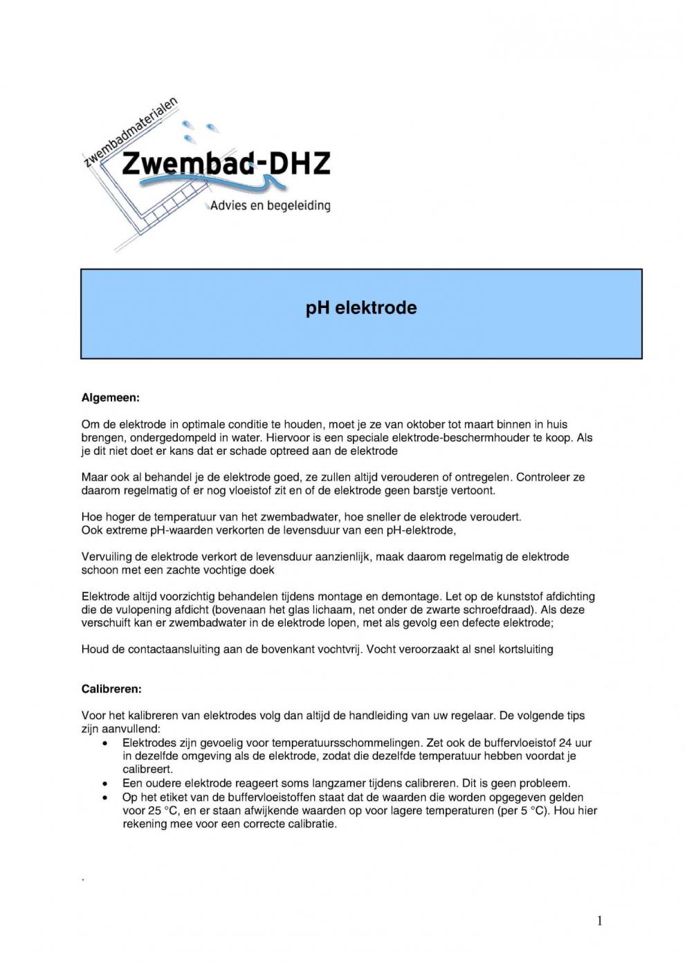 Elektrode beschermkoker (voor winteropslag) inclusief zoutoplossing - Elektrode
