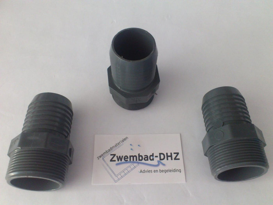 PVC slangpilaar 1 1/2" draad x 1 1/2" slang - Fittingen en beugels